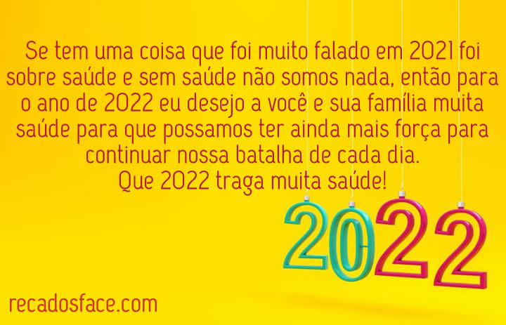 Mensagem de Feliz 2022.