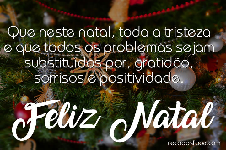 Que neste natal, toda a tristeza e que todos os problemas sejam substituídos por, gratidão, sorrisos e positividade. Feliz Natal!