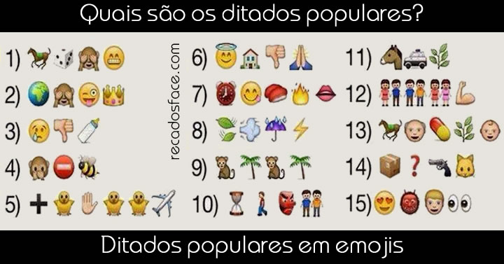 Quais são os ditados populares feitos com emojis?